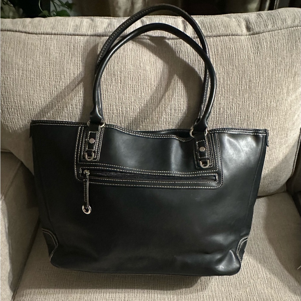 Black Vegan Leather Tote Bag